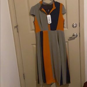 Striped midi length dress